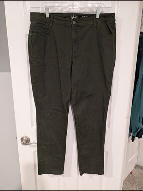 Style & Co Dark Olive Green Slim Leg Pant in Size 16W